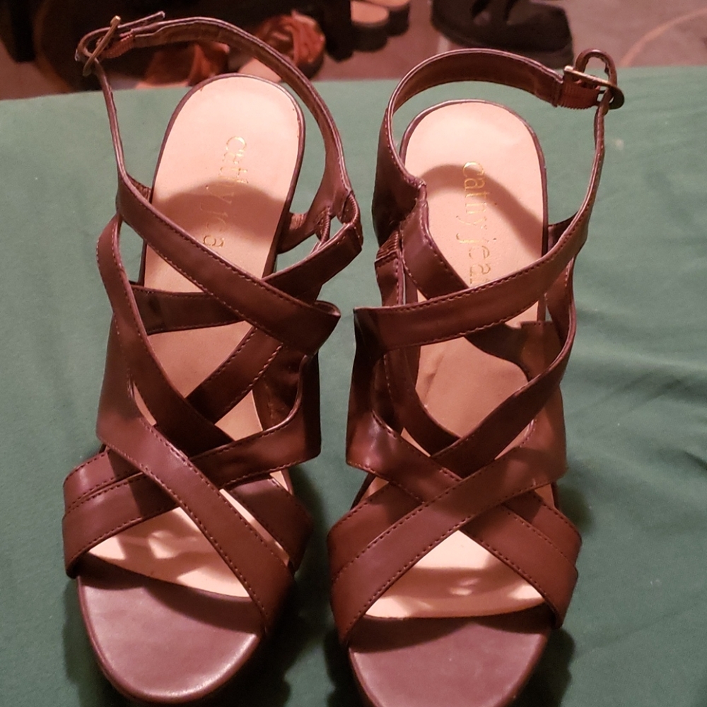 brown heels sandal style